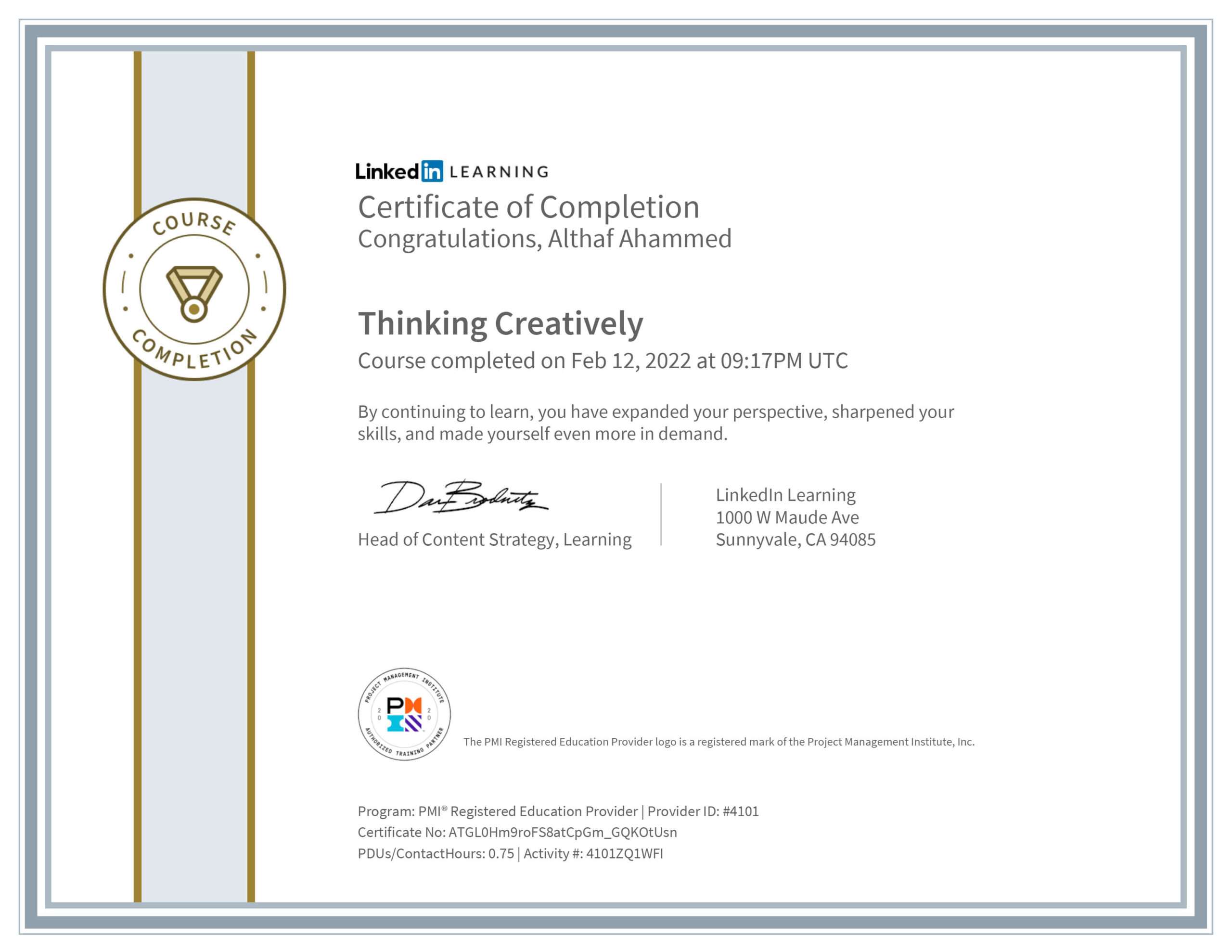 LinkedIn-Course-Thinking-Creatively-Althaf-Ahammed